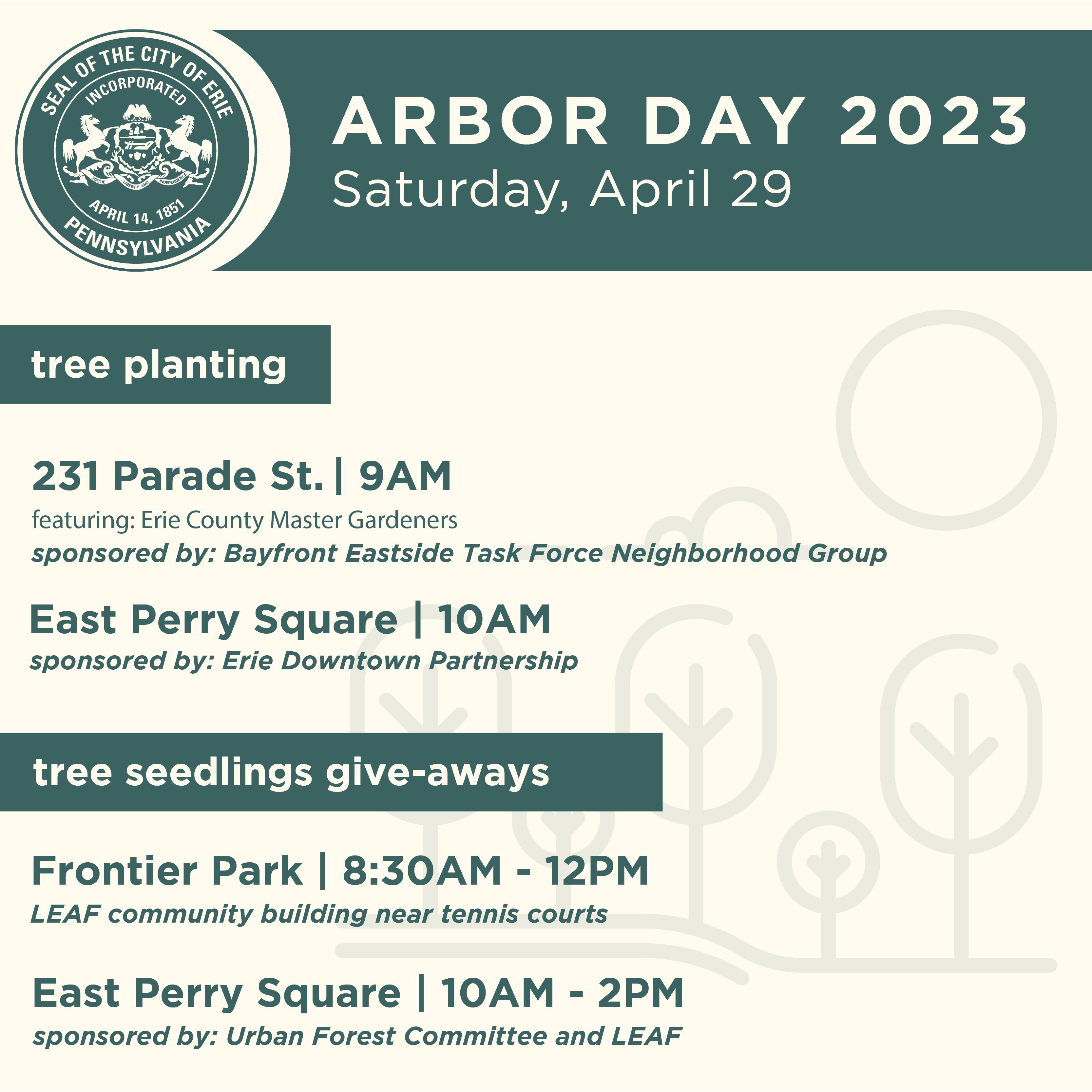 City of Erie Announces Arbor Day Events