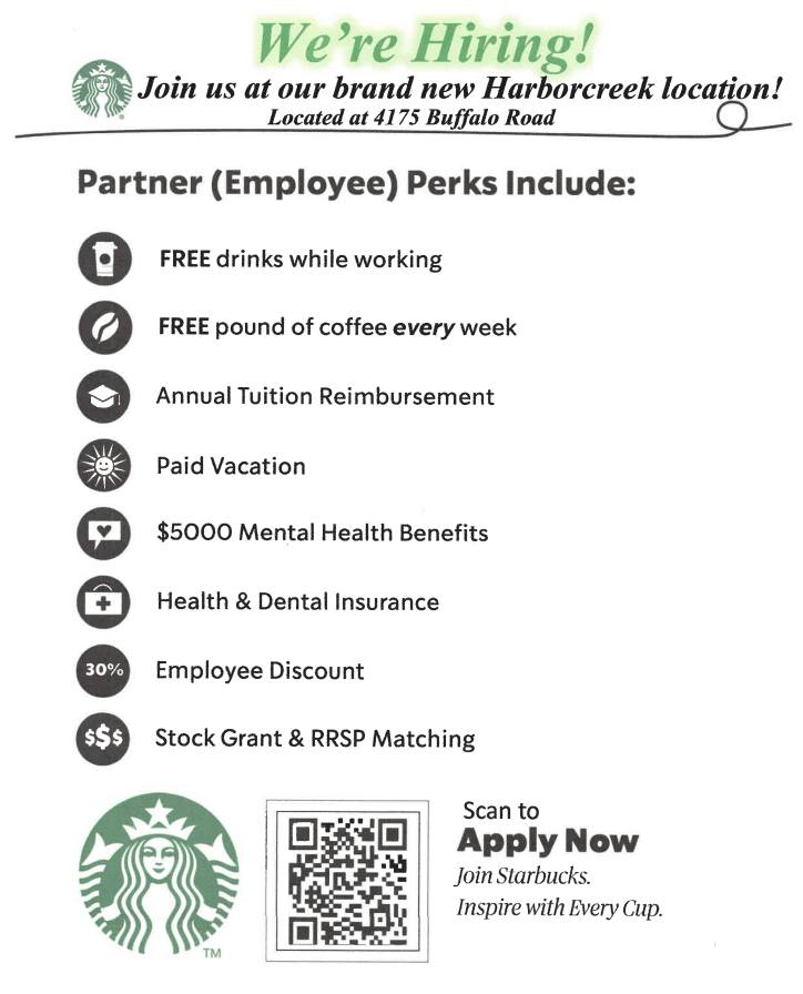New Starbucks Opening in Harborcreek Township Seeks to Hire Employees