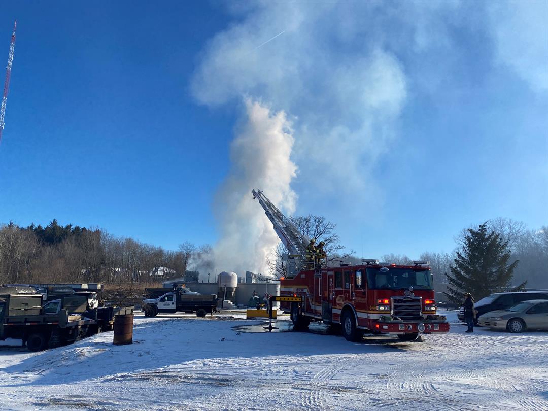 Fire Breaks out at Summit Township Business, Sending Smoke into Air, Closing Road
