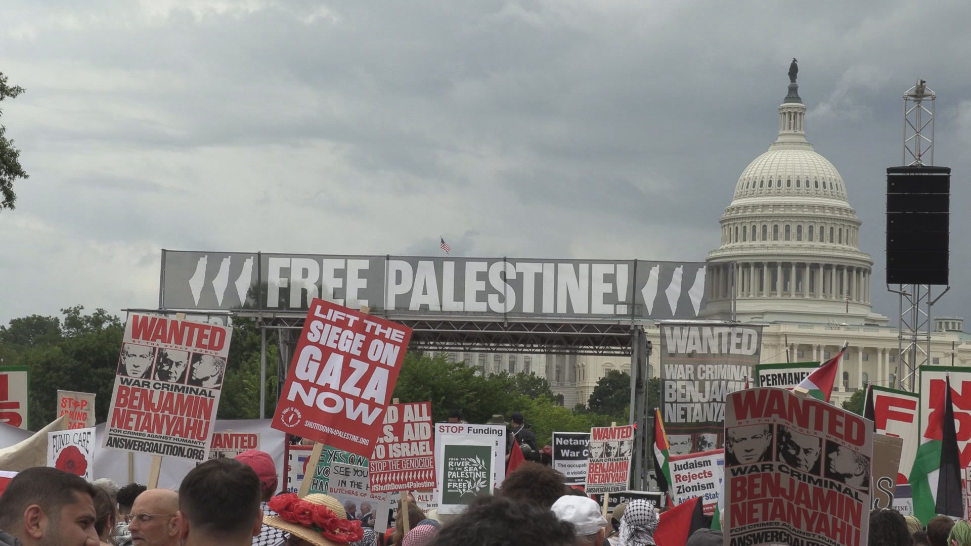 Pro-Palestine Supporters Protest Outside US Capitol During Netanyahu Visit
