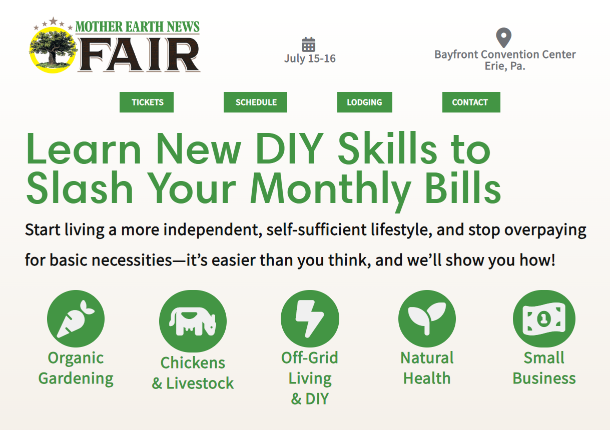 Sustainability Focus of Mother Earth News Fair Coming to Bayfront