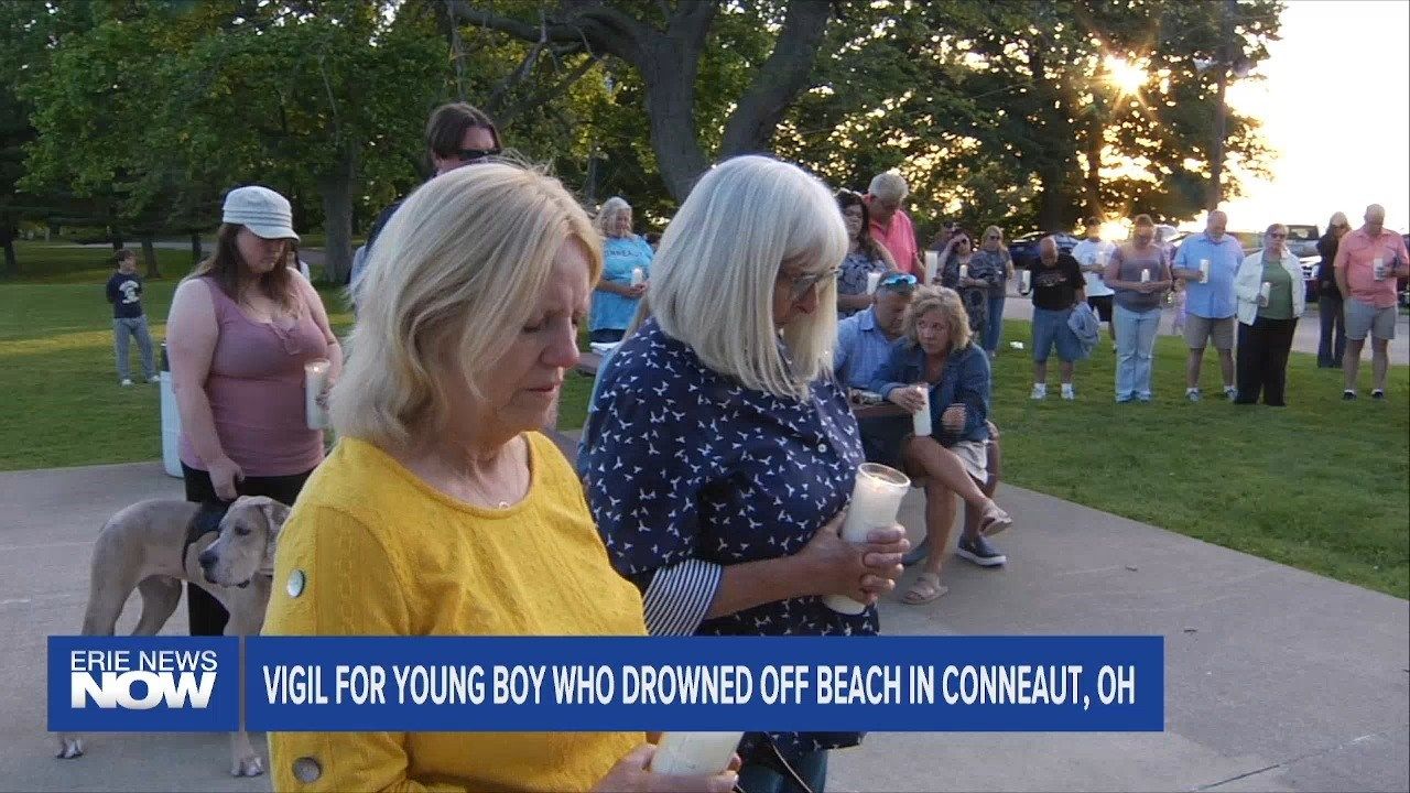 Vigil for Young Boy Who Drowned off of a Beach in Conneaut, OH Erie