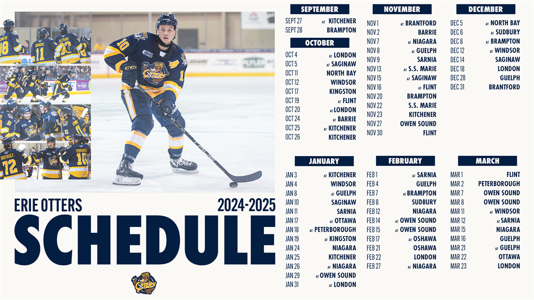 Erie Otters Announce 202425 Ontario Hockey League Schedule Erie News