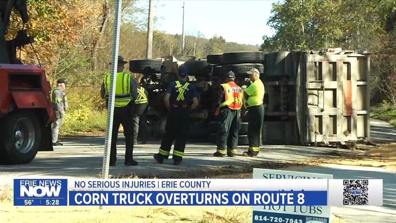 It's Corn Corn Truck Overturns on Route 8 in Wattsburg Erie News Now